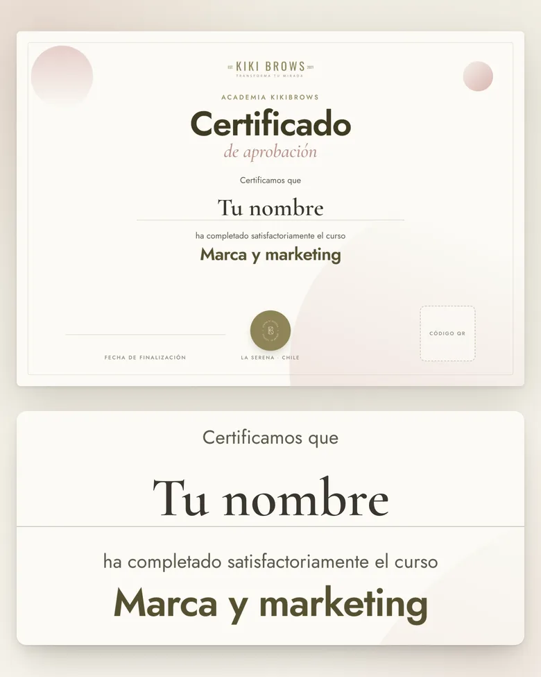 Certificado de aprobación de la Academia KikiBrows