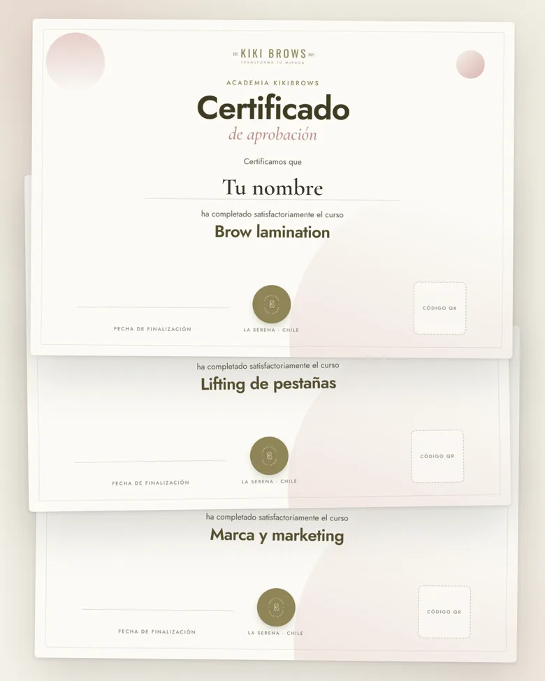 Certificado de aprobación de la Academia KikiBrows